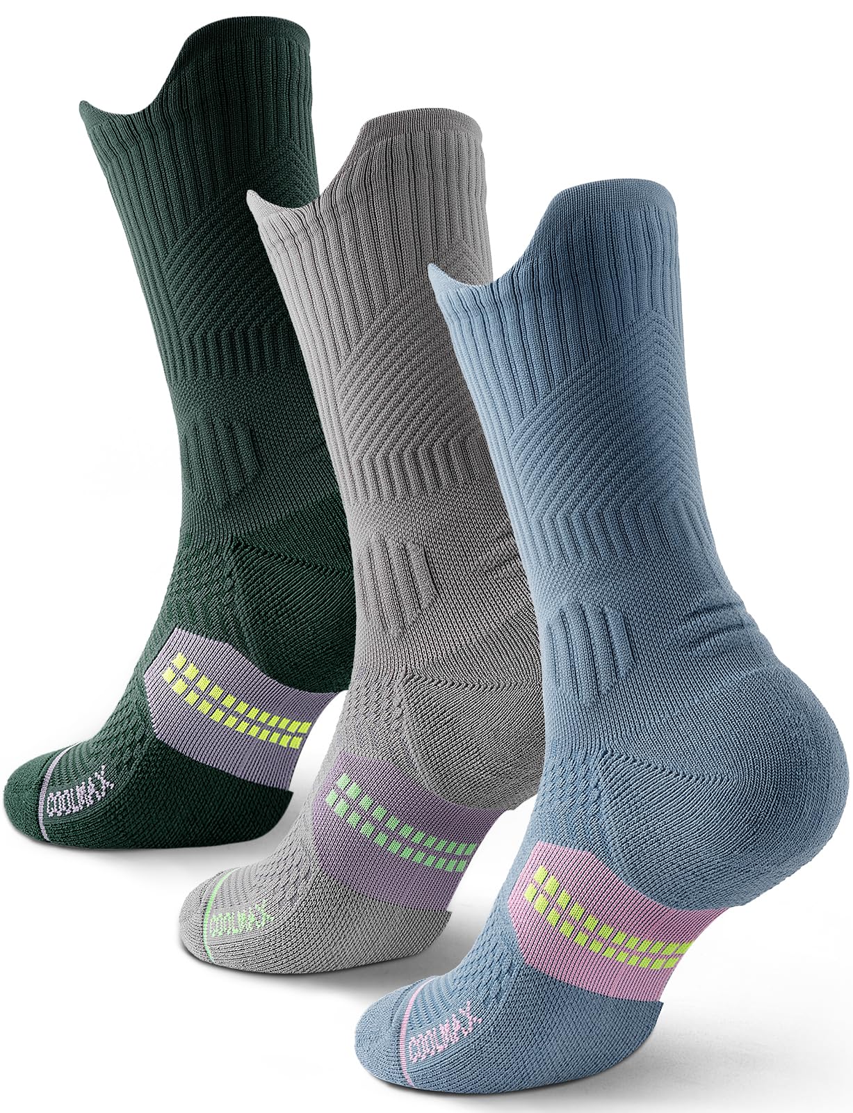 Calzini da Running Compression in Bamboo con Coolmax - Anti-VescicheperTrekking & Palestra VescicheCon Cuscino a Zone Ventilazione Rete Supporto