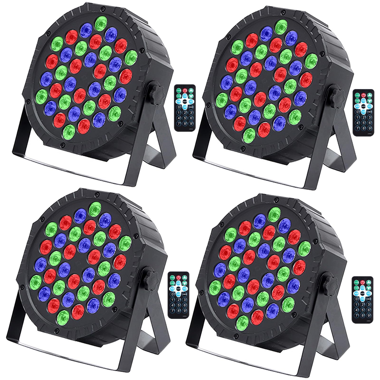 Luces Discoteca, 4PCS RGB Focos Par LED con 36 LED Luz de Escenario con Control DMX Activación de Sonido Iluminación de Escenarios para escenario Disco DJ KTV Fiesta Halloween Navidad