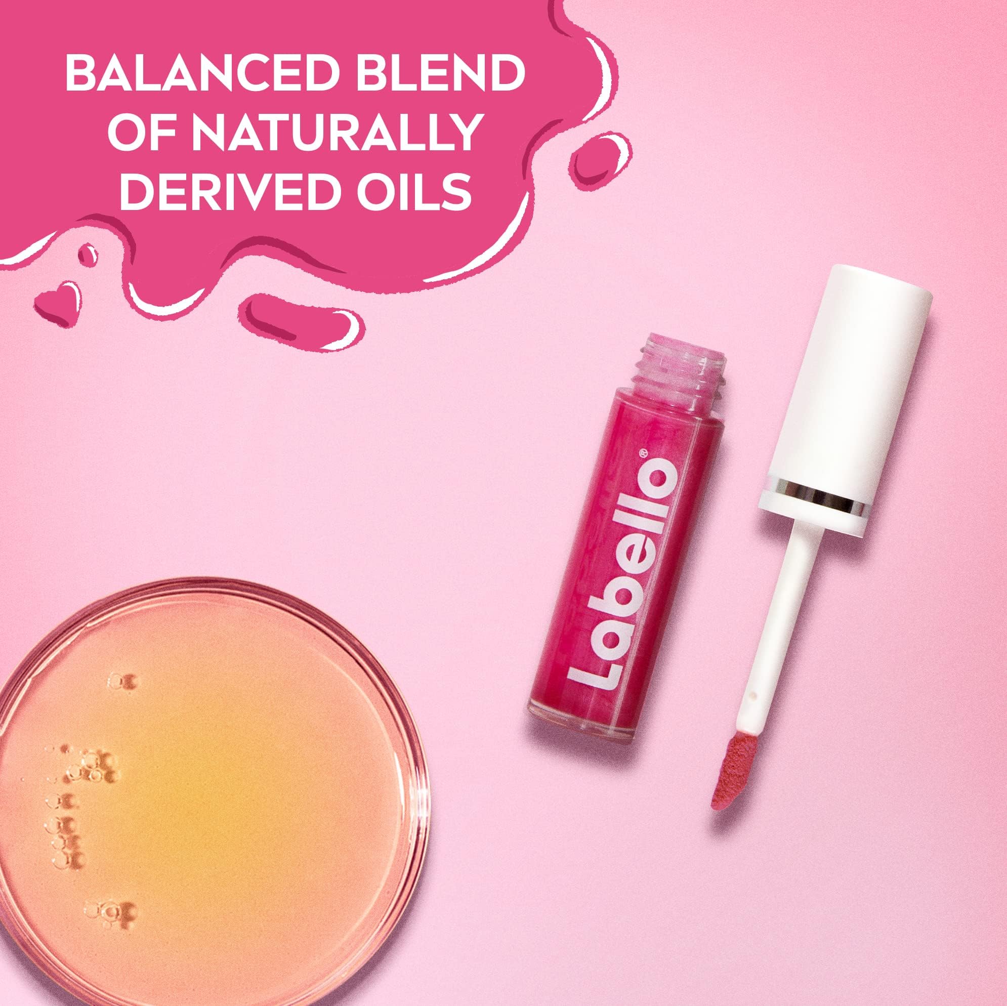 Labello Lip Oil Pink Rock 5.5ml – Nourishing Tinted Glossy Lip Oil in Vibrant Pink Shade for Shiny Hydrated Lips, Non-Sticky Moisturising Care with Sheer Colour & Mirror-Shine Finish