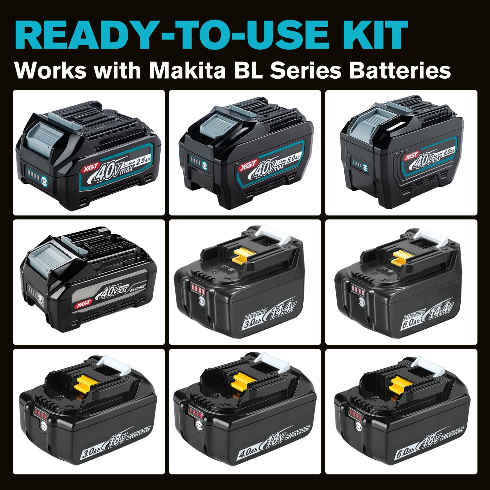 Schlagschrauber Akku 18V für Makita Batterie, 1500Nm 1/2" Bürstenlos, 3-Gang Hochdrehmoment-Werkzeug für Reifenwechsel, Rostige Schrauben, Schweres Gerät (Ohne Batterie)
