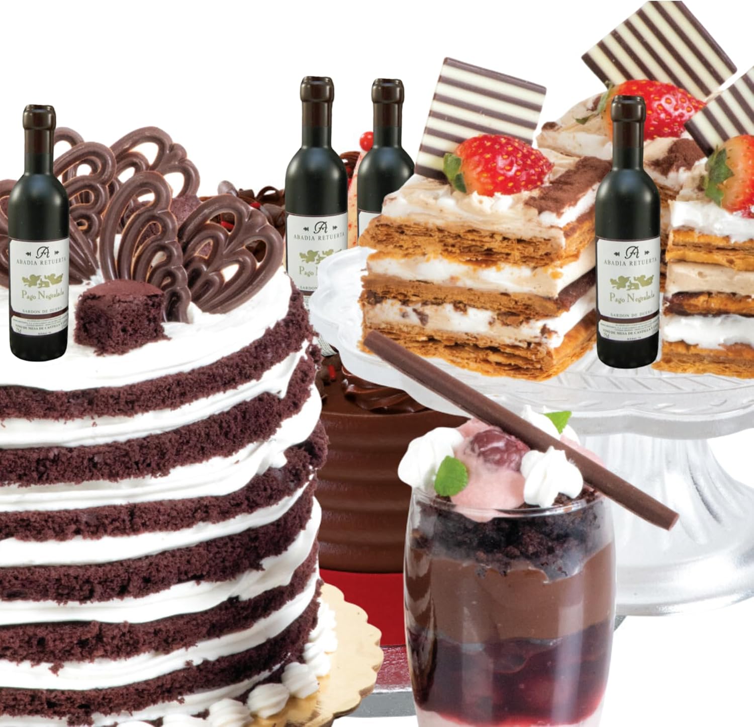 Pack of 4 Wine Bottle Cake Decoration Topper 3.5in X 1in