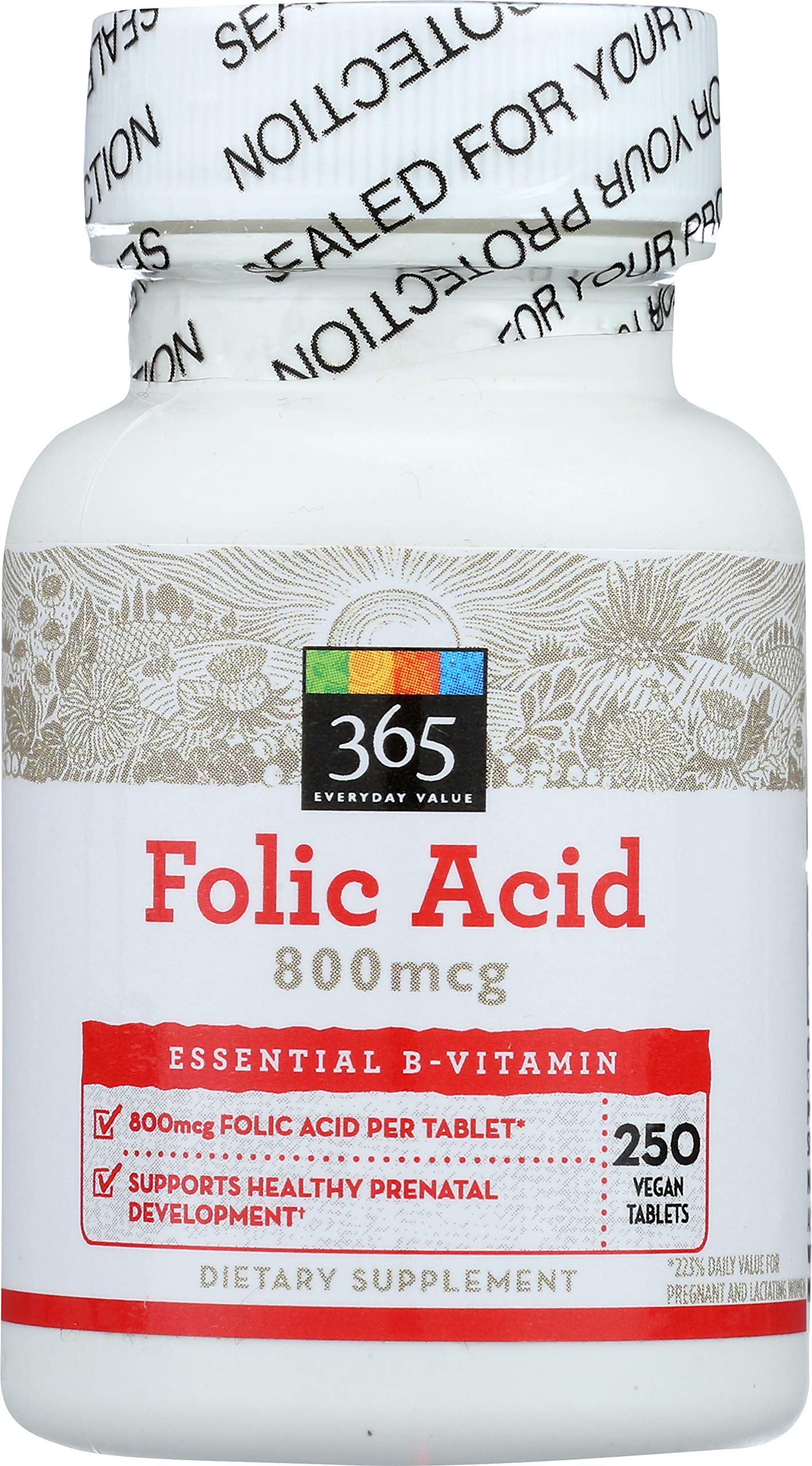 365 by Whole Foods Market, Folic Acid 800mcg, 250 ct