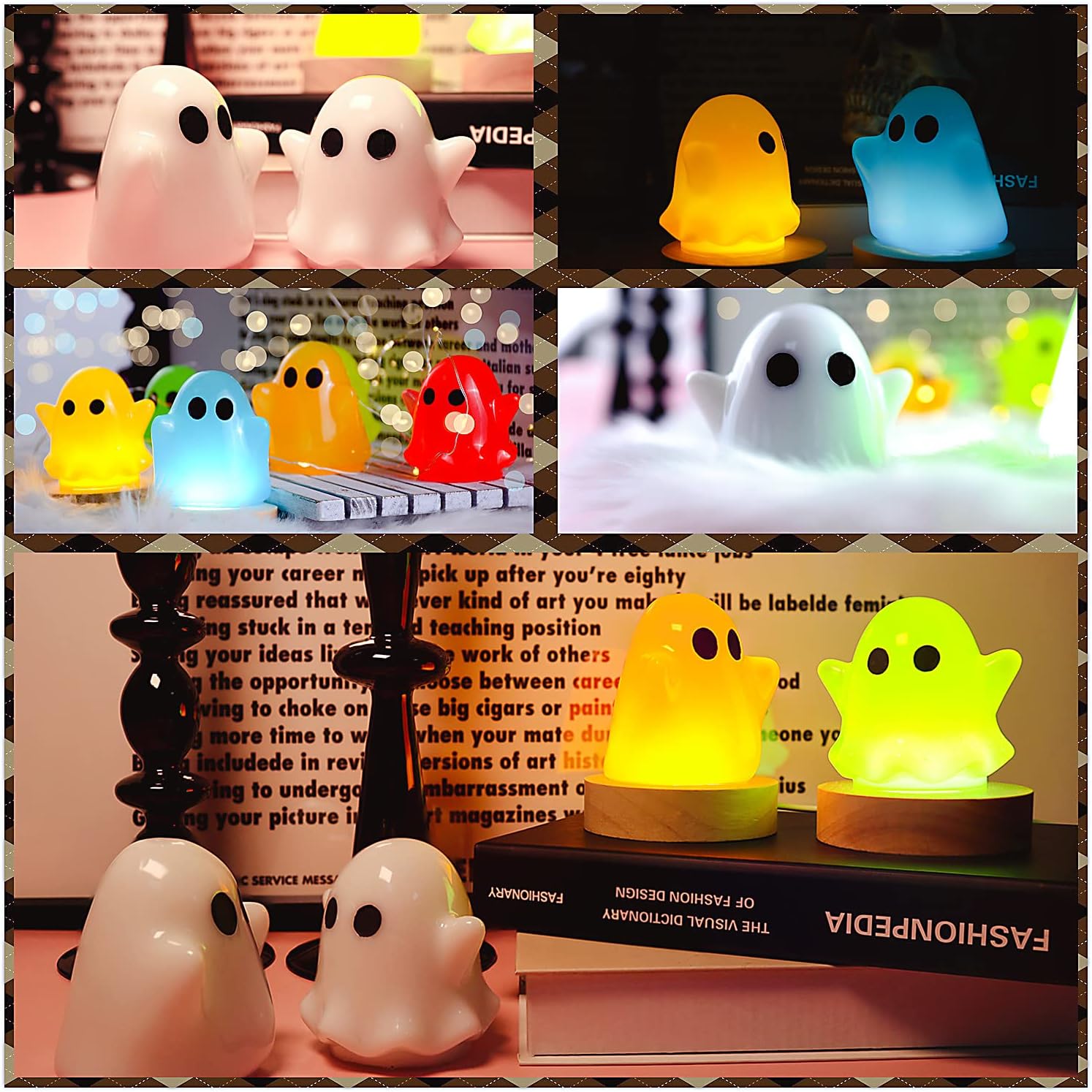 Ghost Resin Molds, 2Pcs Halloween Ghost Shape Resin Molds Silicone, Resin Molds for Epoxy Casting, with 2Pcs USB Wooden Lighted Base, DIY Resin epoxy Crafts Halloween Decor