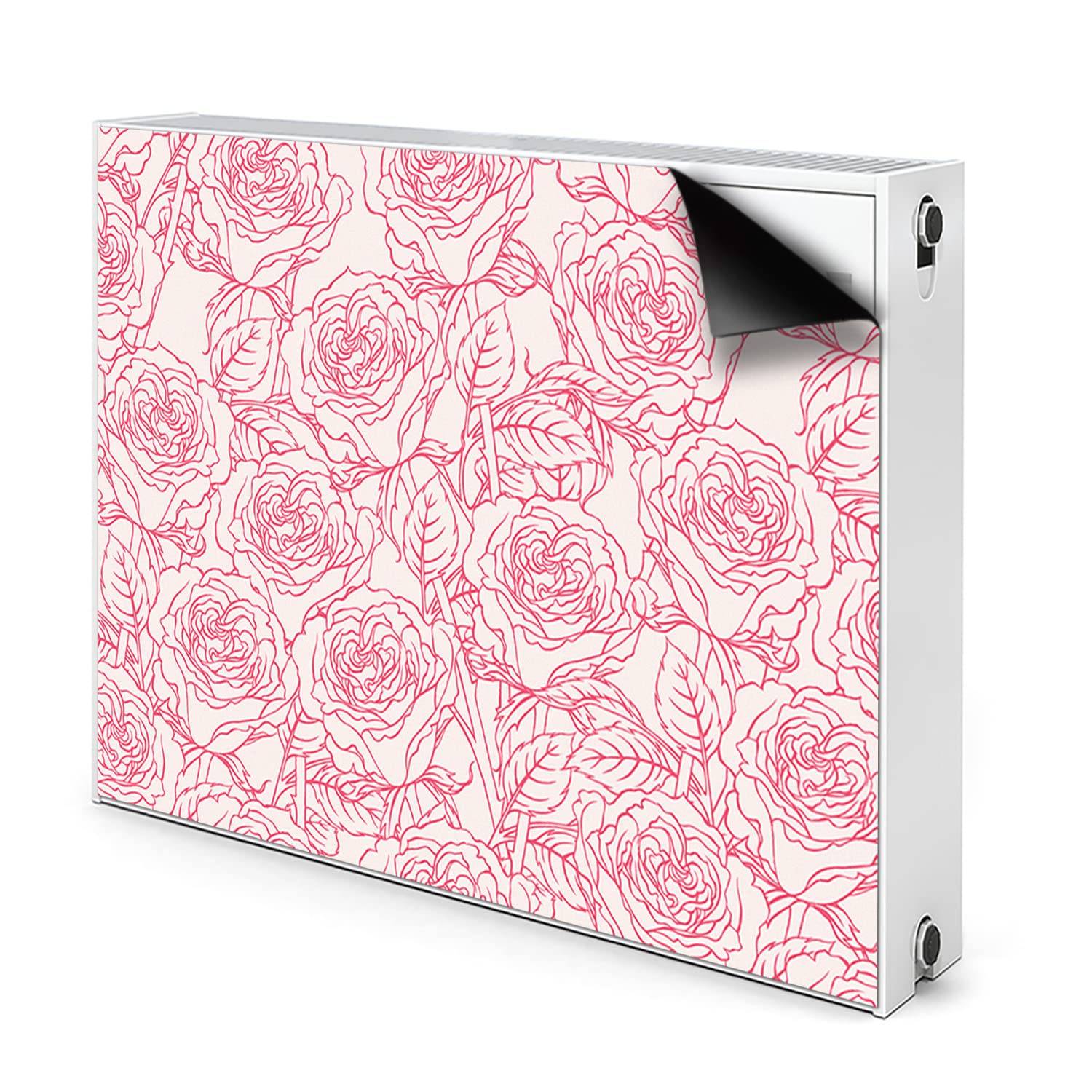 Cache radiateur magnétique rouge 100x60cm pour décoration de salon moderne Roses Doodle
