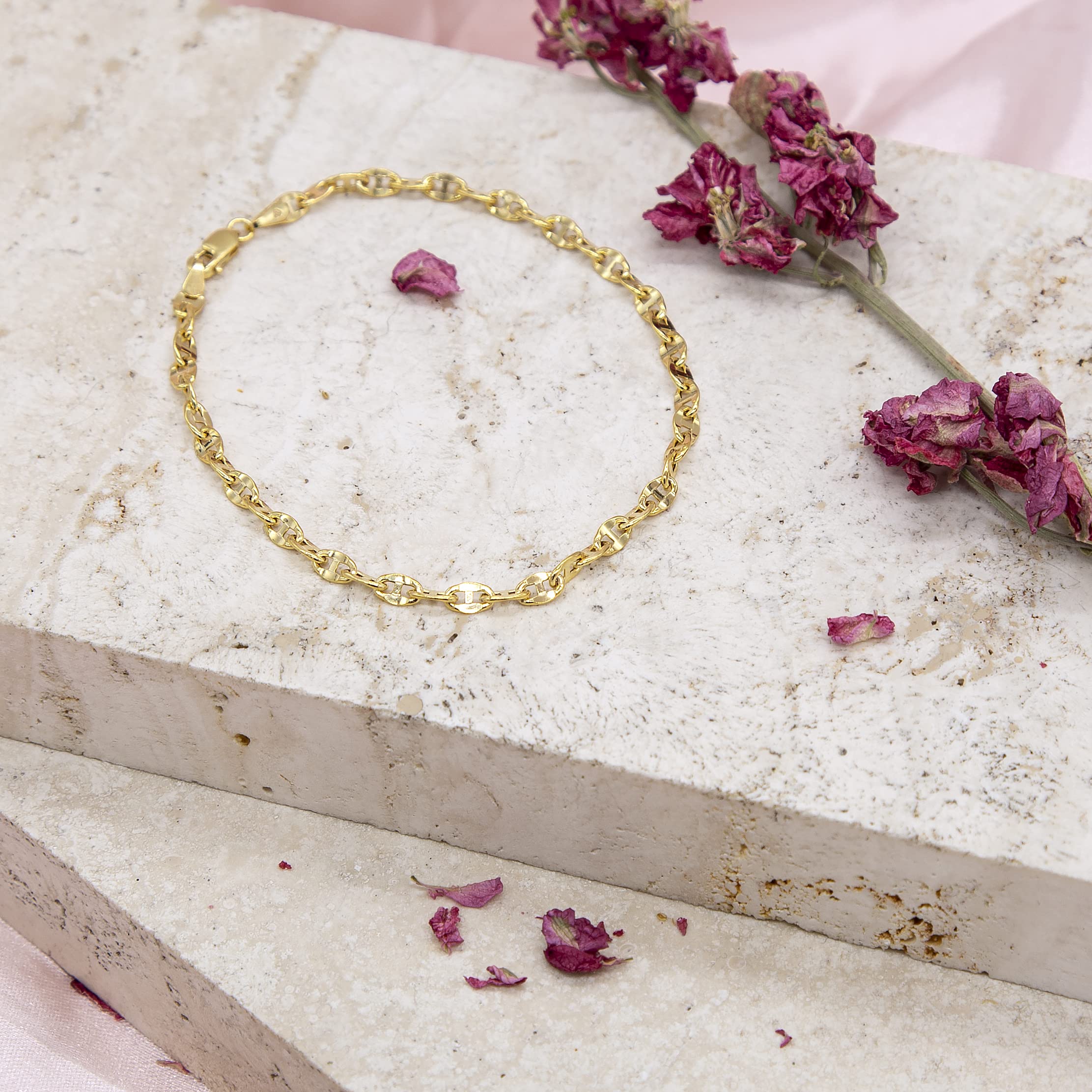 Carissima Pulsera de Cadena Marinera de Oro Amarillo de 9 quilates para mujer de longitud 19 cm/7,5 pulgadas
