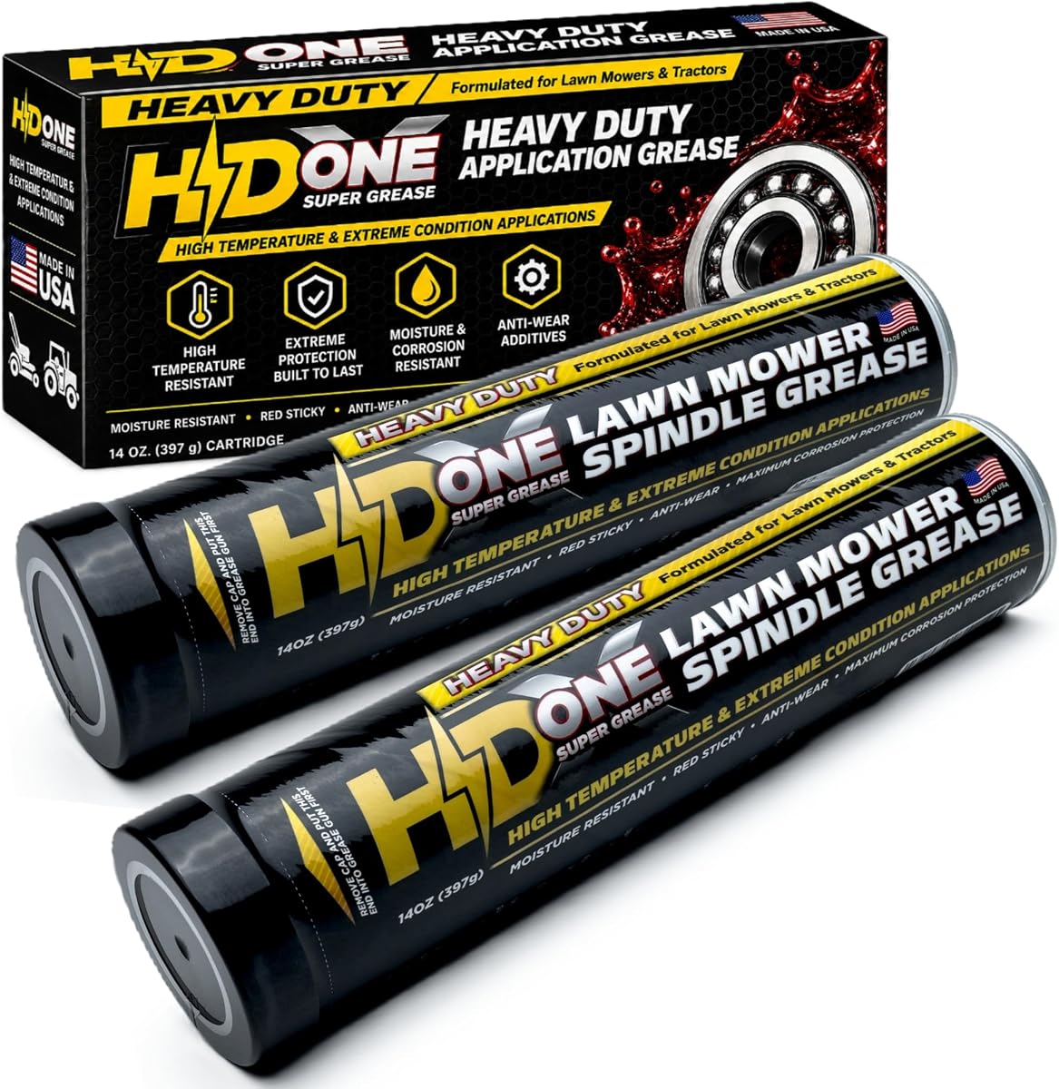 2 Pack X-ONE Extreme Duty Premium High Temperature Bearing Grease for Scag Mowers Deck Blade Spindles Wheels & More 483472 461663 481024 481025 48798 43581 482621 482622 43584 462339 484276 43583