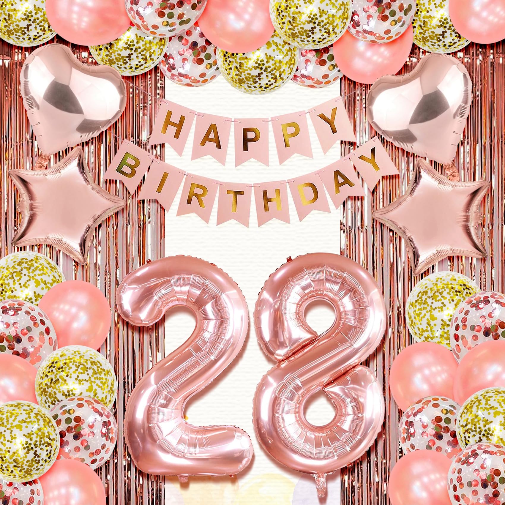 28. Geburtstag Deko – Rosegold Stoffbanner Mit Glitzer Für Wand Oder Tür, 180 X 90 Cm