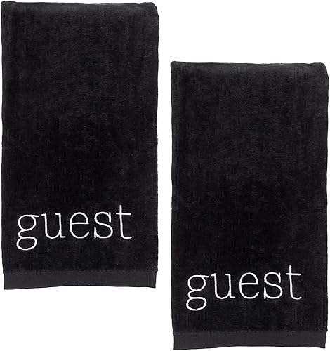 AuldHome - Juego de 2 toallas de mano con monograma Be Our Guest