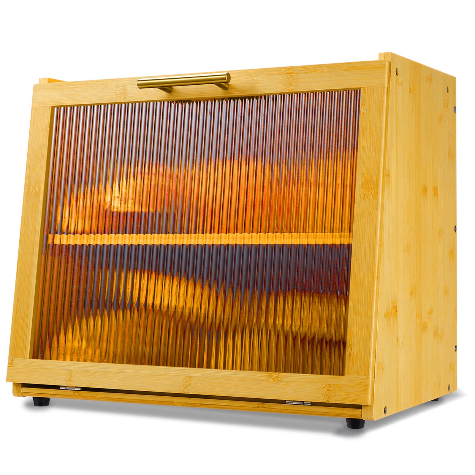 Double Layer Bamboo Bread Box for Kitchen Countertop, Bread Storage Container, Large Farmhouse Bread Box