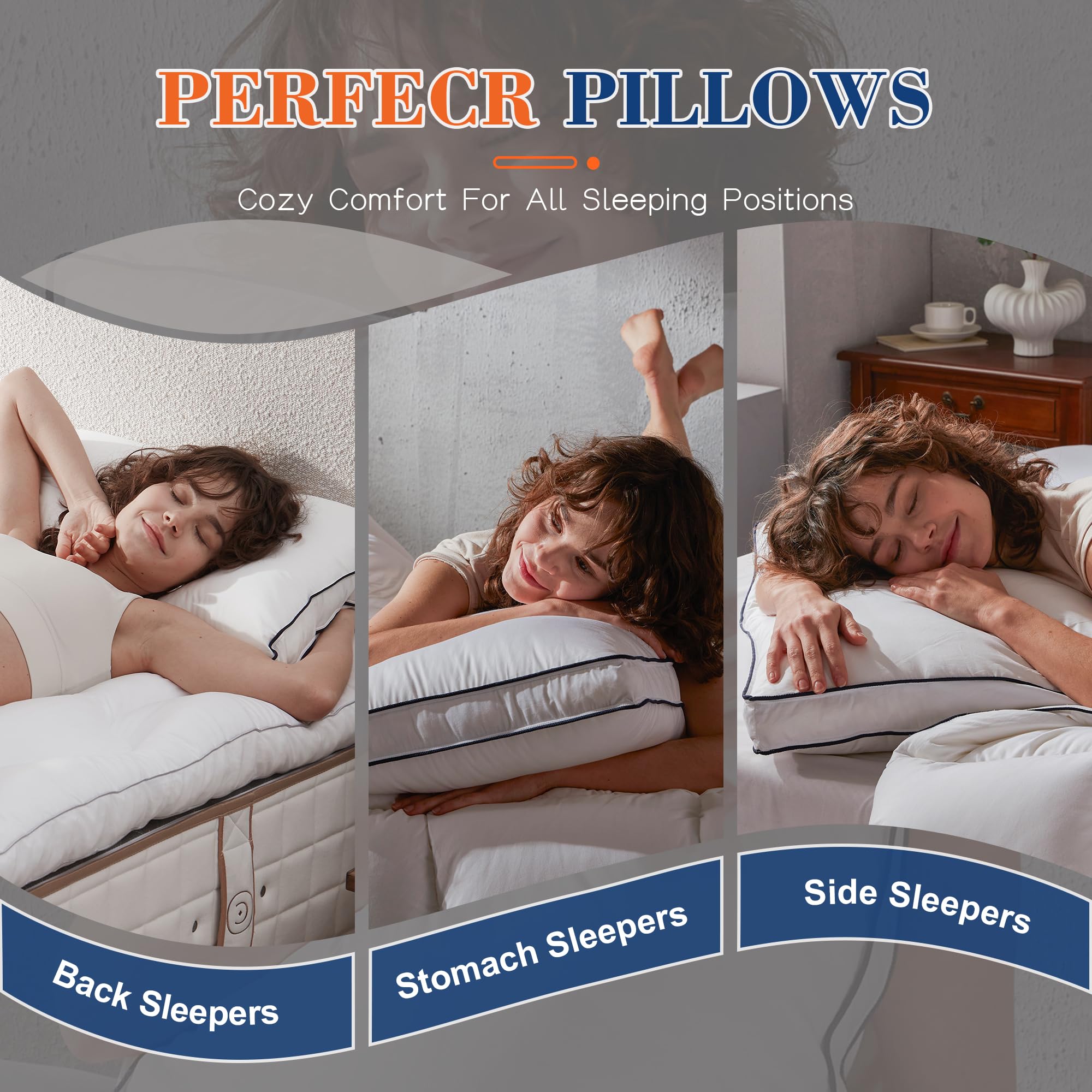 Decroom Goose Feather Down Fiber Pillows King Size Set of 2, Soft Pillows for Lu — product photo