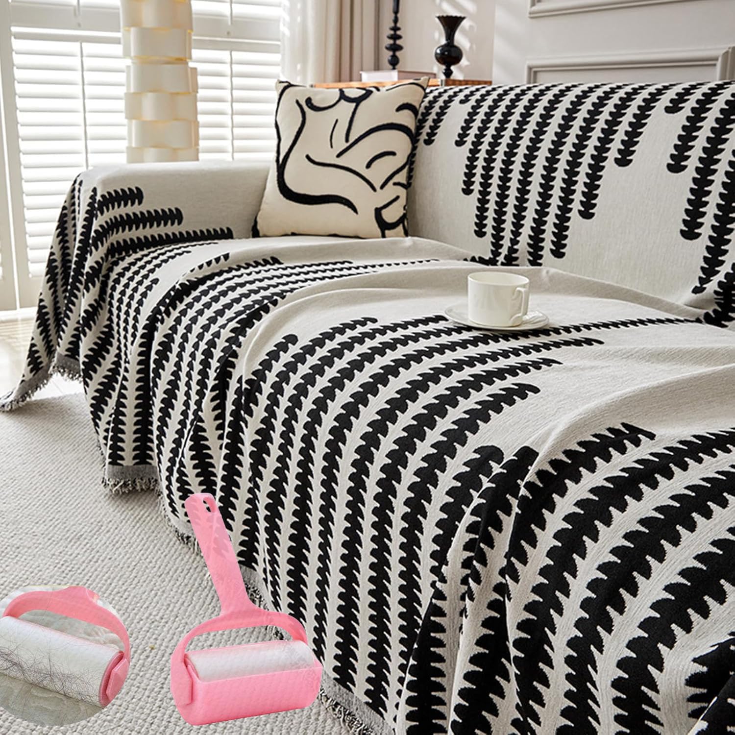 FZKun Grande Couverture Douce Et Réversible Pour Canapé 1/2/3/4 Places - Style Bohème - Couverture Décorative Pour Chaises, Canapés, Canapés Et Lits (orange, 180 X 340 Cm