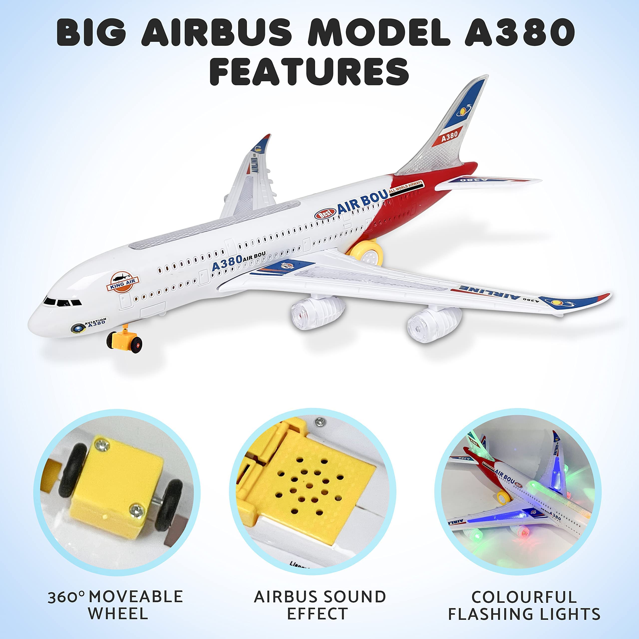 Kidsthrill Airplane Toy for Kids with Bump and Go Tech, Toy Airplane