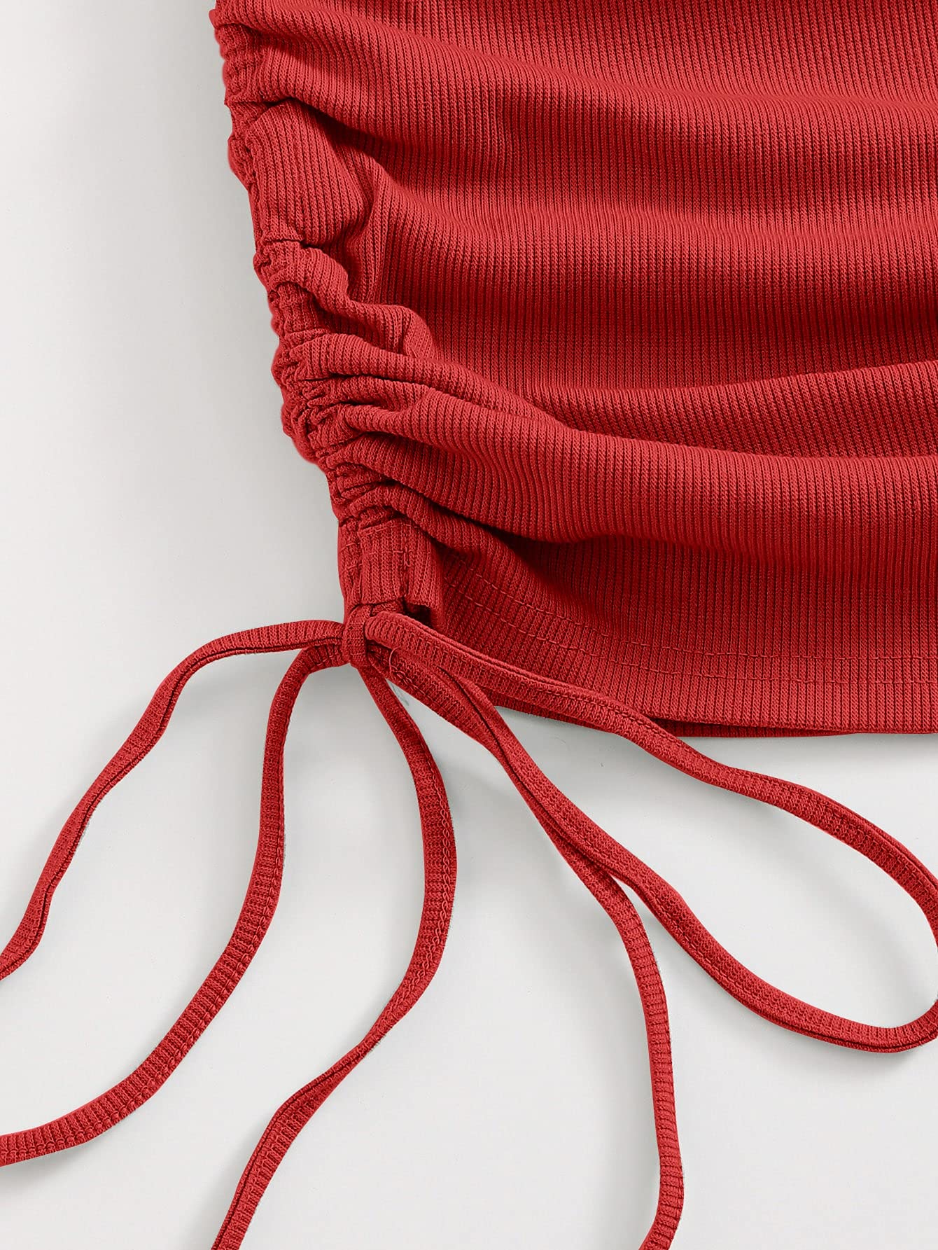 One Shoulder Ruched Knot Side Bodycon Dress (Color : Red, Size : Small), Multicolour - Image 3