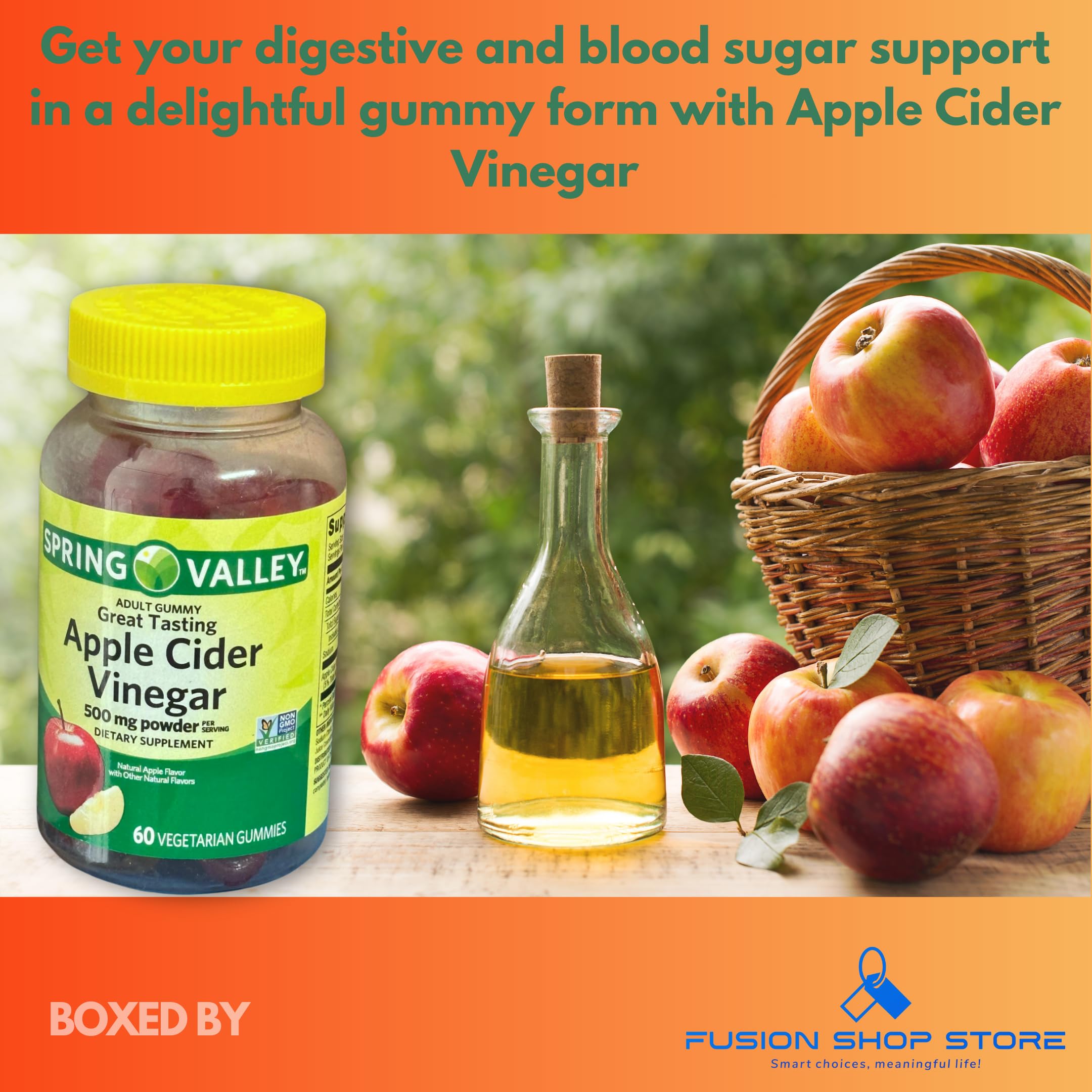 Apple Cider Vinegar Gummies- 500 mg 60 Ct (Pack of 1), Boxed By Fusion Shop Store — Amazon image 4