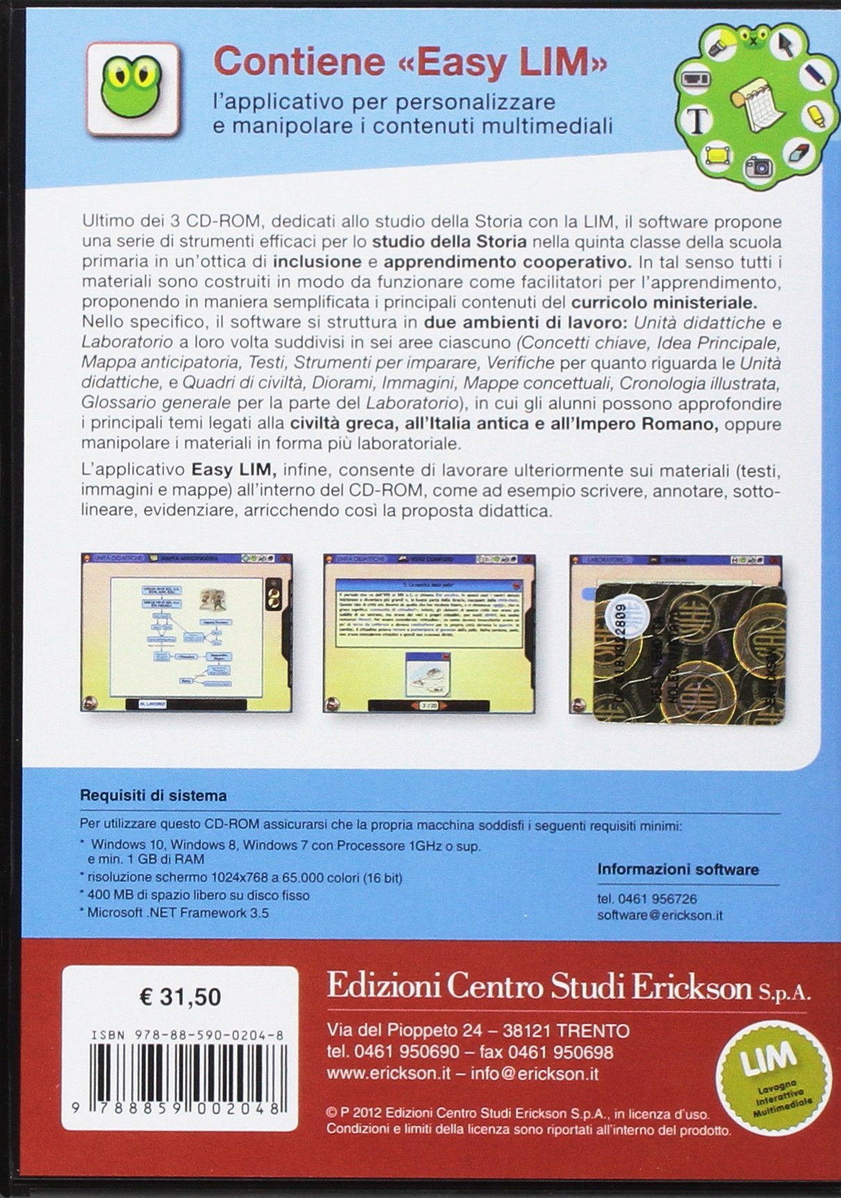 Storia facile per la classe quinta con la LIM. La civiltà greca, l'Italia antica e l'Impero romano. CD-ROM