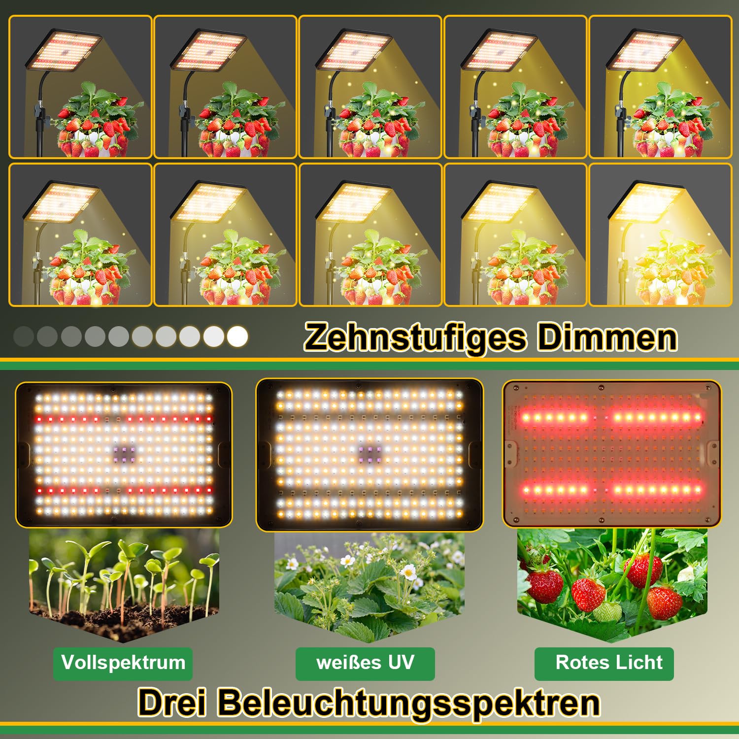 Pflanzenlampe LED mit Ständer, Höhenverstellbare Pflanzenleuchte LED Vollspektrum mit Fernbedienung, 242 LEDs Grow Lampe mit 4/8/12H Timer Dimmbares Pflanzenlicht, 2 Pack