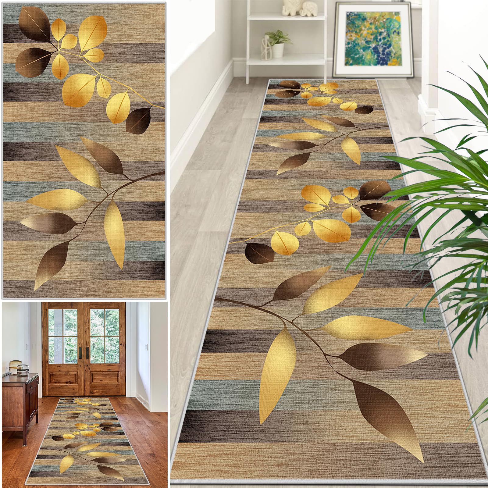 Extra Long Runner Rugs for Hallway Non Slip Carpet Absorbent Runner Rug Carpet Runners for Kitchen Hallway Runner Kitchen Rug Entrance Large 110 x 280 cm Stair Runner Rug Machine Washable Door Mat — image 1
