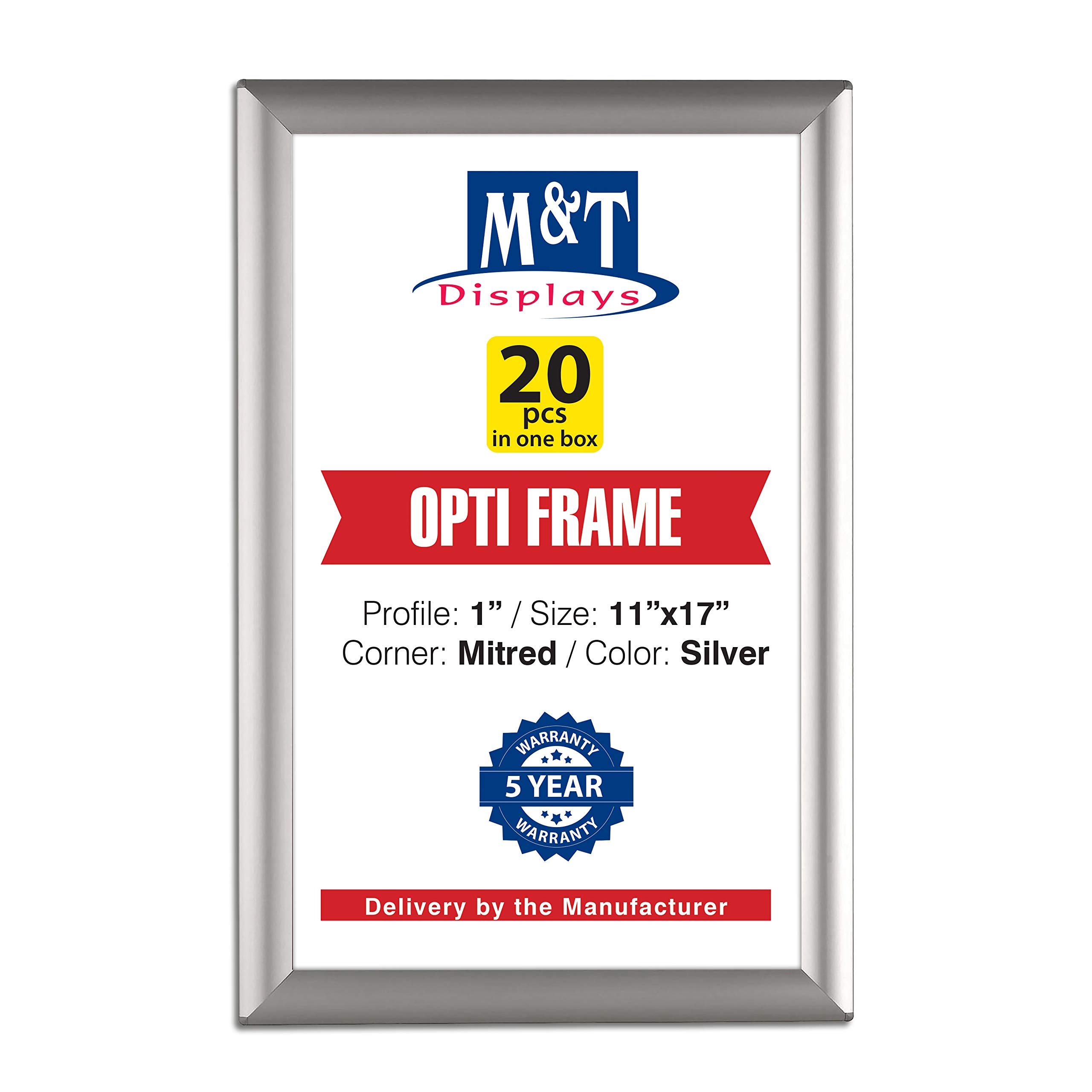 Amazon.com: M&T Displays Opti Snap Poster Frame 11x17 Inch Silver 1 ...