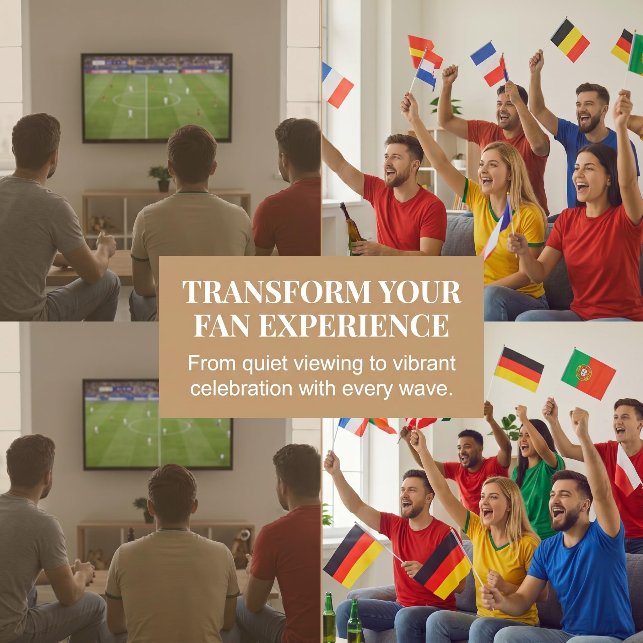 Euro 2026 Banderines Set 26 Piezas 13 Países Europeos Doble Cara con Palo Blanco 30cm, Accesorios Fútbol Copa Mundial para Fiesta Bar Casa Estadio Decoración
