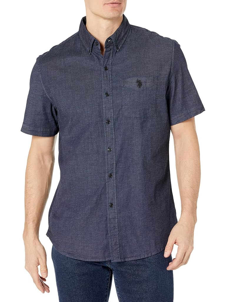 U.S. POLO ASSN. Short Sleeve Indigo Chambray Denim Woven Shirt