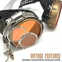 Vista 43 de Lentes estilo victoriano Steampunk con diseño de brújula, lentes de colores y lupa ocular A.Azul