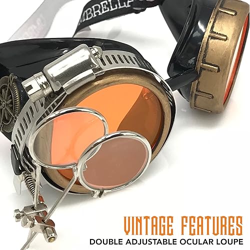 Miniatura 43 de Lentes estilo victoriano Steampunk con diseño de brújula, lentes de colores y lupa ocular A.Azul