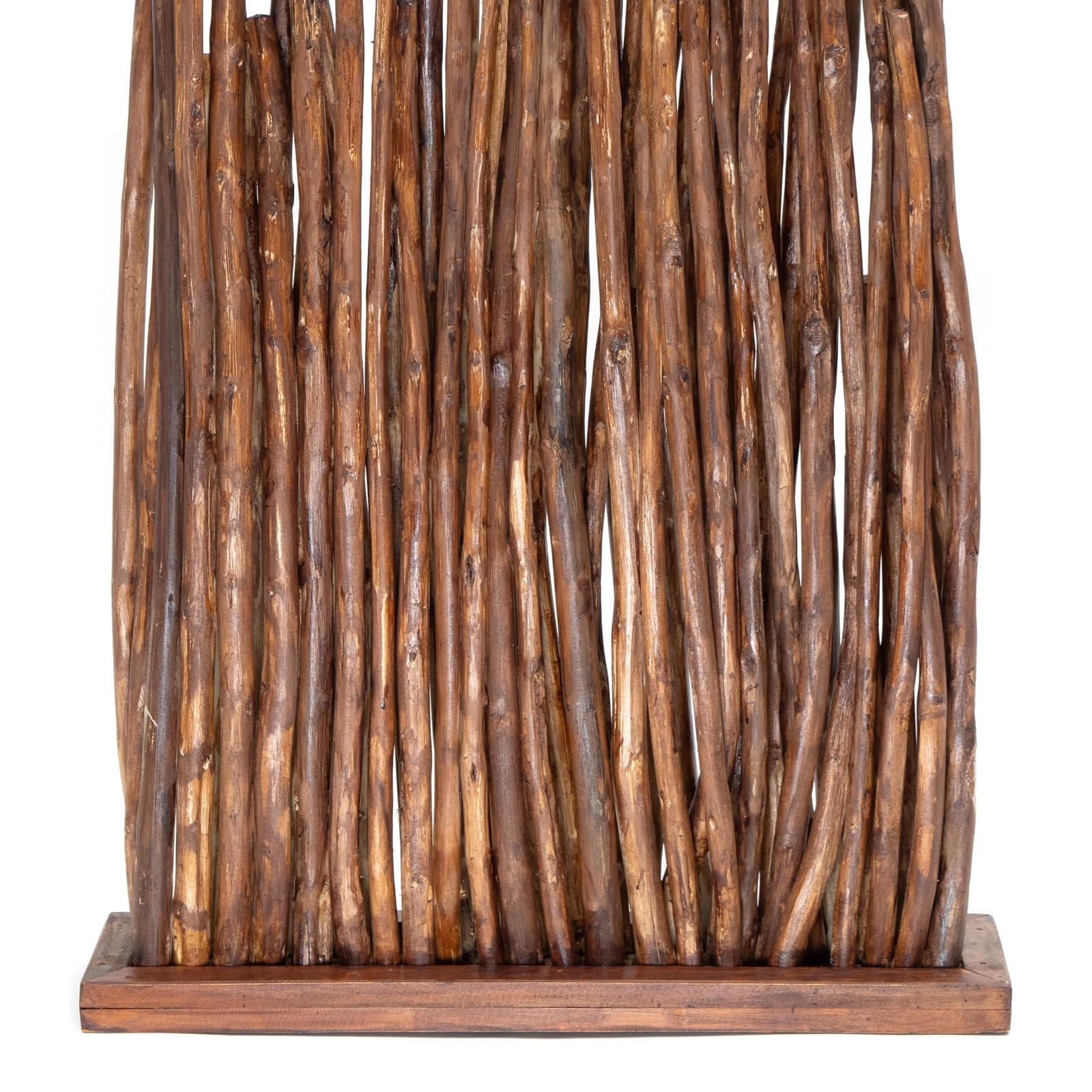 Paravent/séparation En Branches De Bois De Teck Brut Blanchi