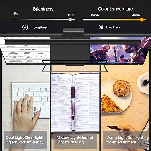 Miniatura 6 de LYMAX Computer Monitor Light Bar, USB Computer Lamp Dimmable Screen Light Bar, Adjustable Brightness/Color Temperature with Touch Contror, No Screen