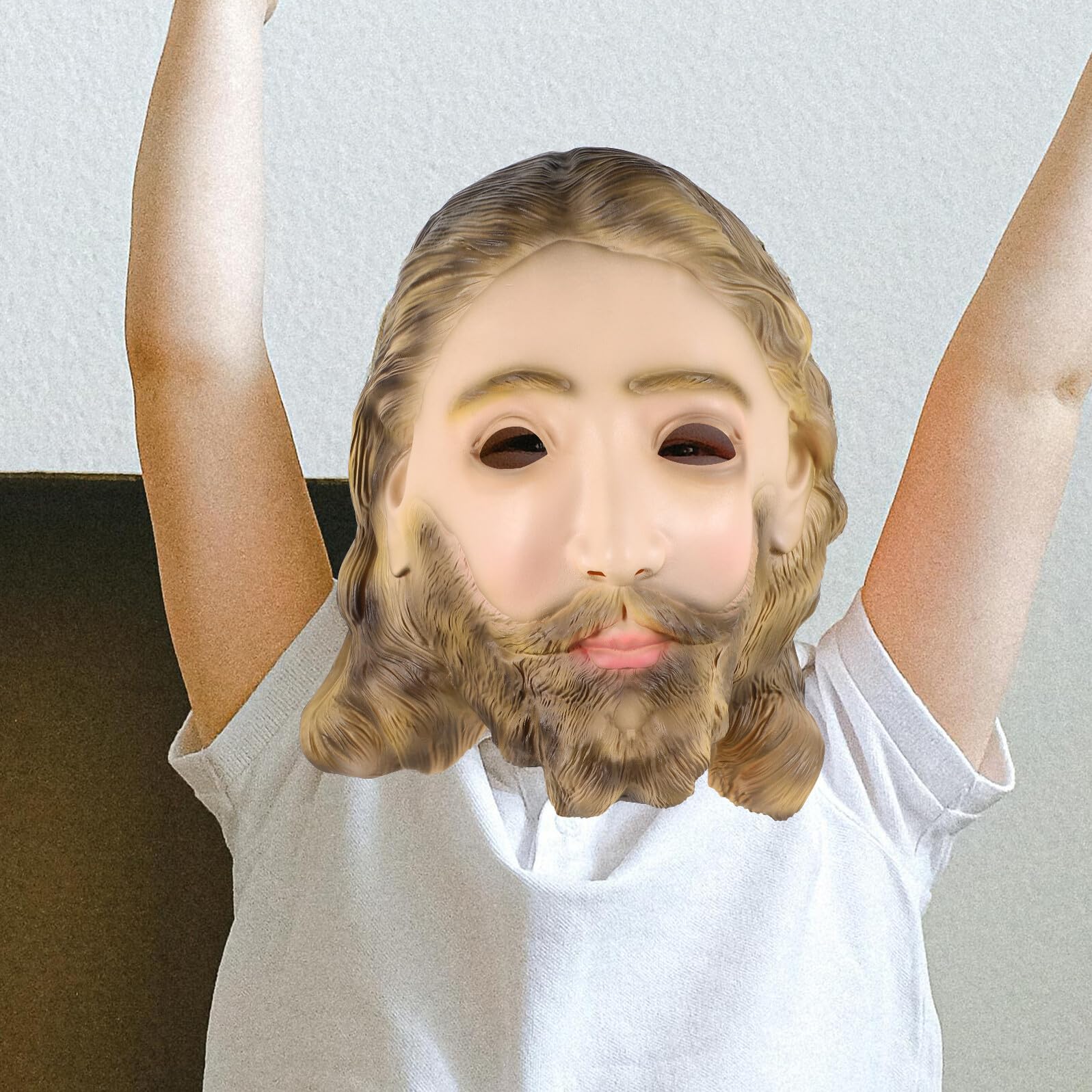 Gatuida Máscara de Jesús de Látex Transpirable Máscara Decorativa para Fiesta y Cosplay Antifaz Navideño para Fotos y Festivales Accesorio Ligero y Detallado para Actuaciones