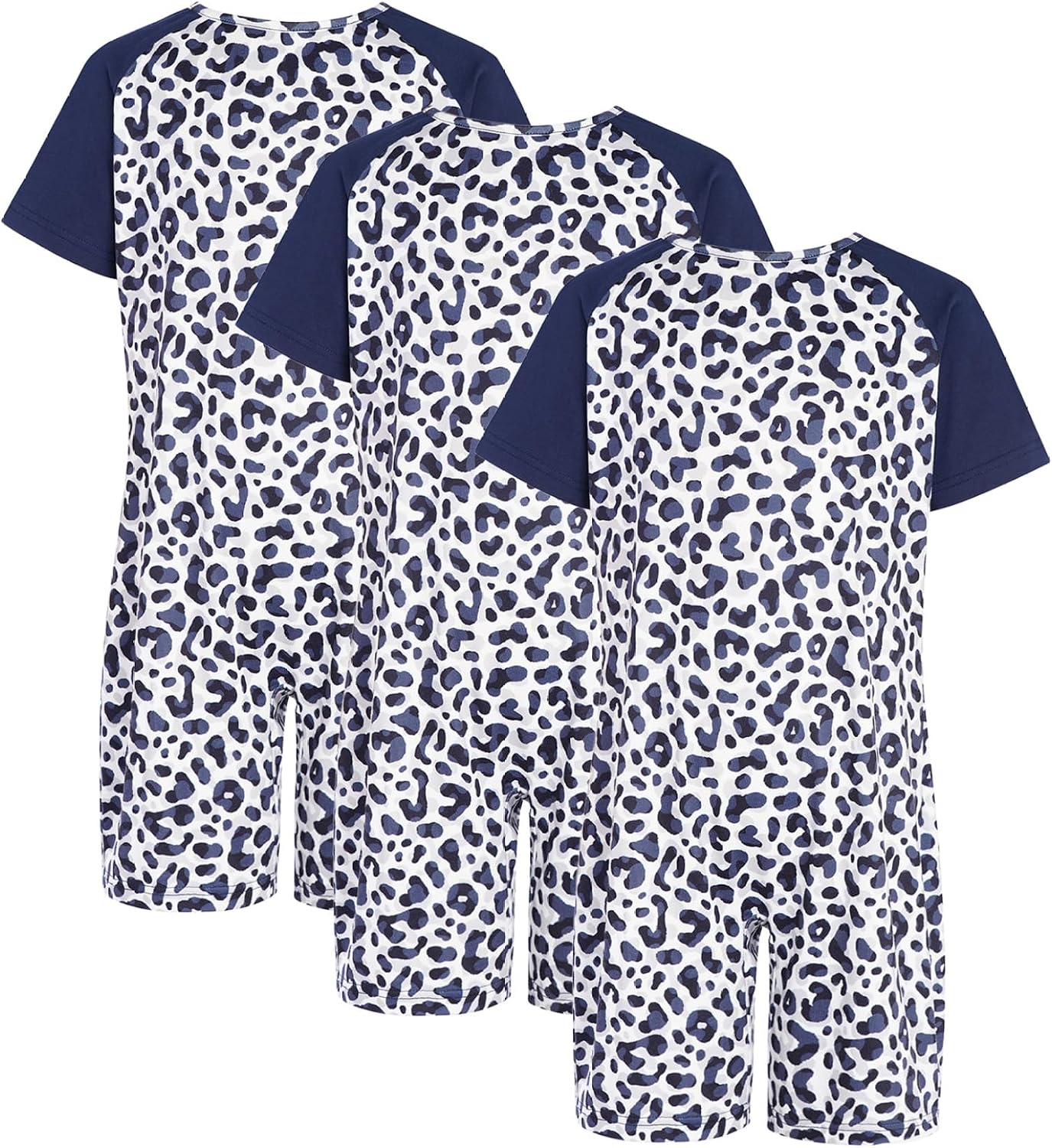 Adaptive Clothing for Kids Girls 3Pcs Printed Short Sleeve Anti-strip Jumpsuit Special Needs Short Leg Romper