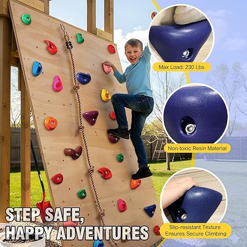 Miniatura 4 de SEKKVY 25 soportes de escalada en roca con cuerda de escalada anudada de 6.56 pies, soportes de escalada para niños para interiores y exteriores,