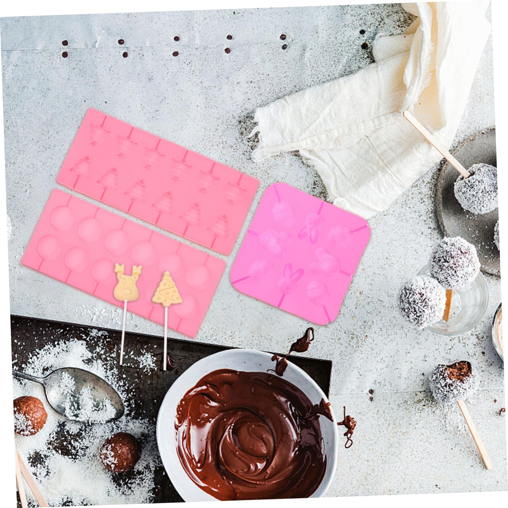 Alipis Stampo in Silicone Natalizio per Cioccolato e Lecca-lecca, Riutilizzabile e Resistente al Calore, Set 1 per Cucina e Feste