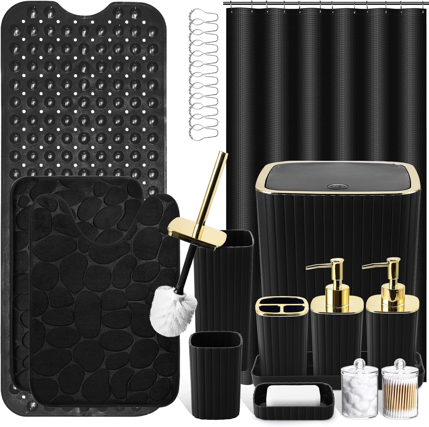 Bath Set+Shower Curtain&Rugs+Bathtub Mat
