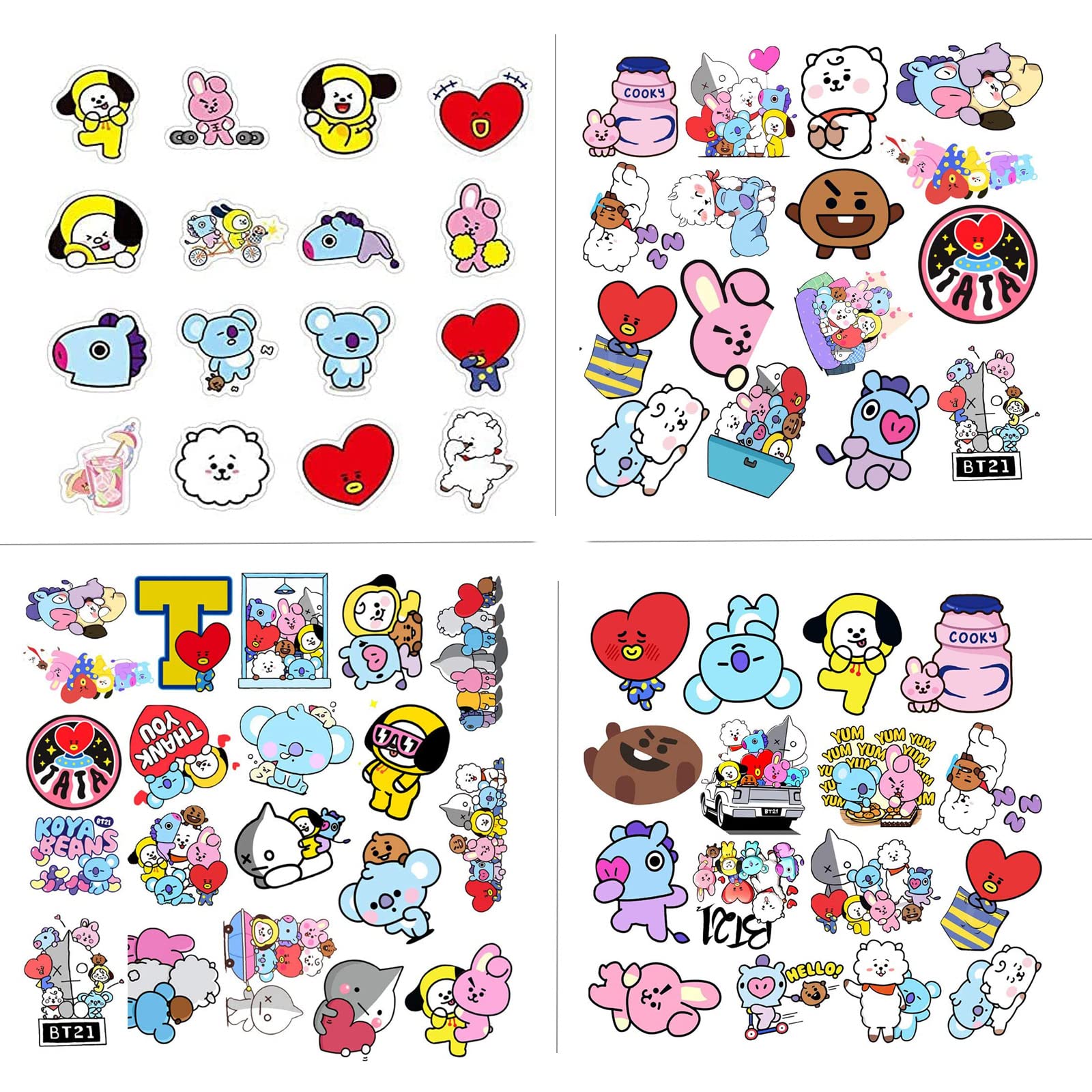 100 Pezzi Set BTS Stickers Aesthetic in Vinile - Adesivi per Laptop, Valigia, Moto, MacBook, Skateboard