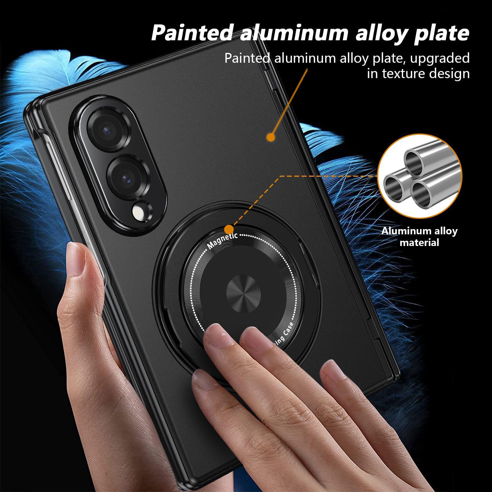 Coque de Téléphone Portable en Métal pour Samsung Galaxy Z Fold8. Galaxy Z Fold 8 Étui pour Téléphone Portable à Écran Pliant. Housse à Charnière. Support Magnétique Rotatif, Case