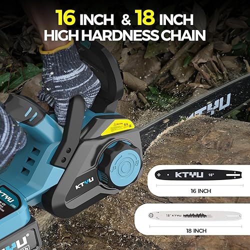 Miniatura 2 de Motosierra inalámbrica de 42 V de 16 y 18 pulgadas, motosierra eléctrica a batería con engrasado automático silencioso y tensión sin herramientas