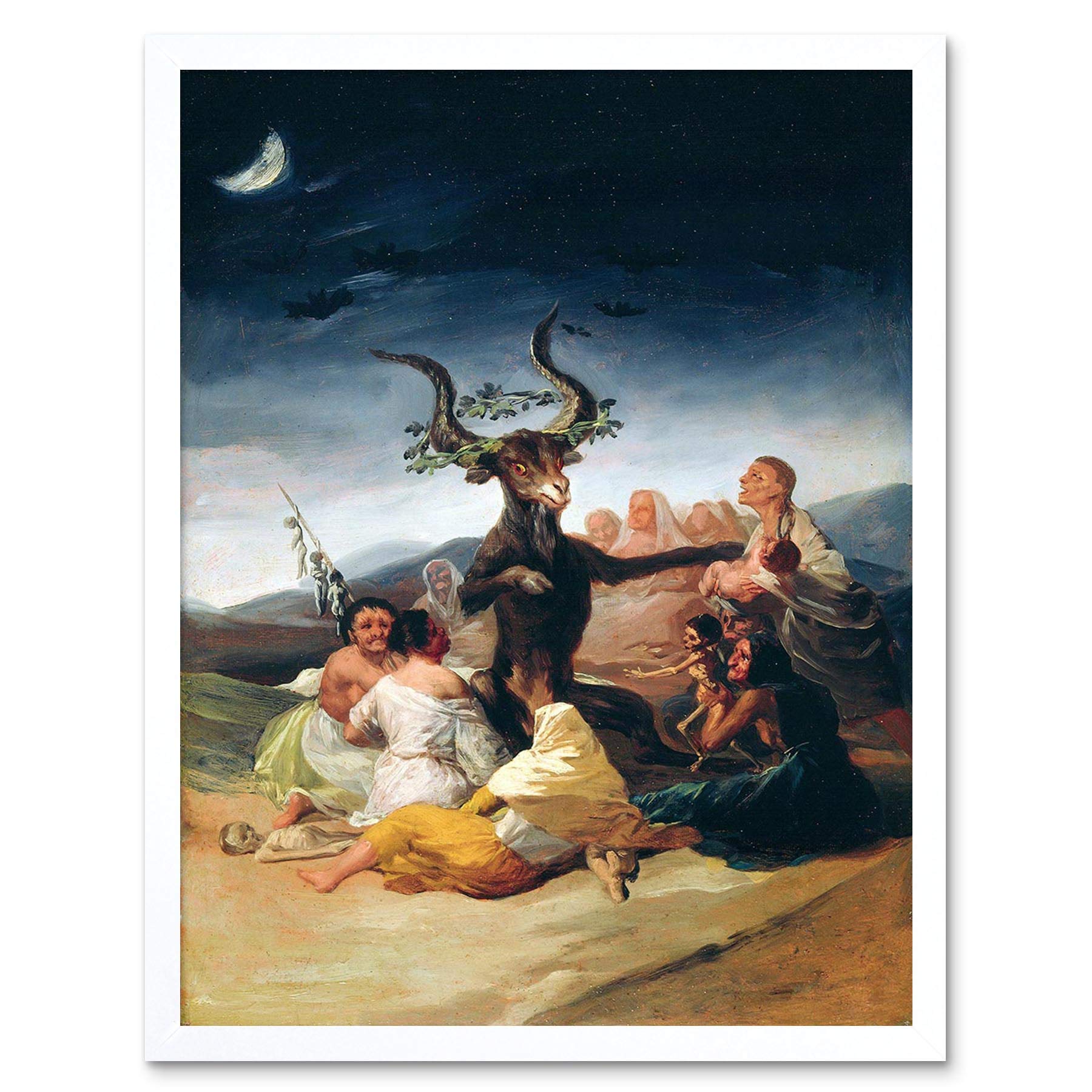 Wee Blue Coo Painting Fantasy Landscape Goya Witches Sabbath Art Print Framed Poster Wall Decor 12X16 Inch