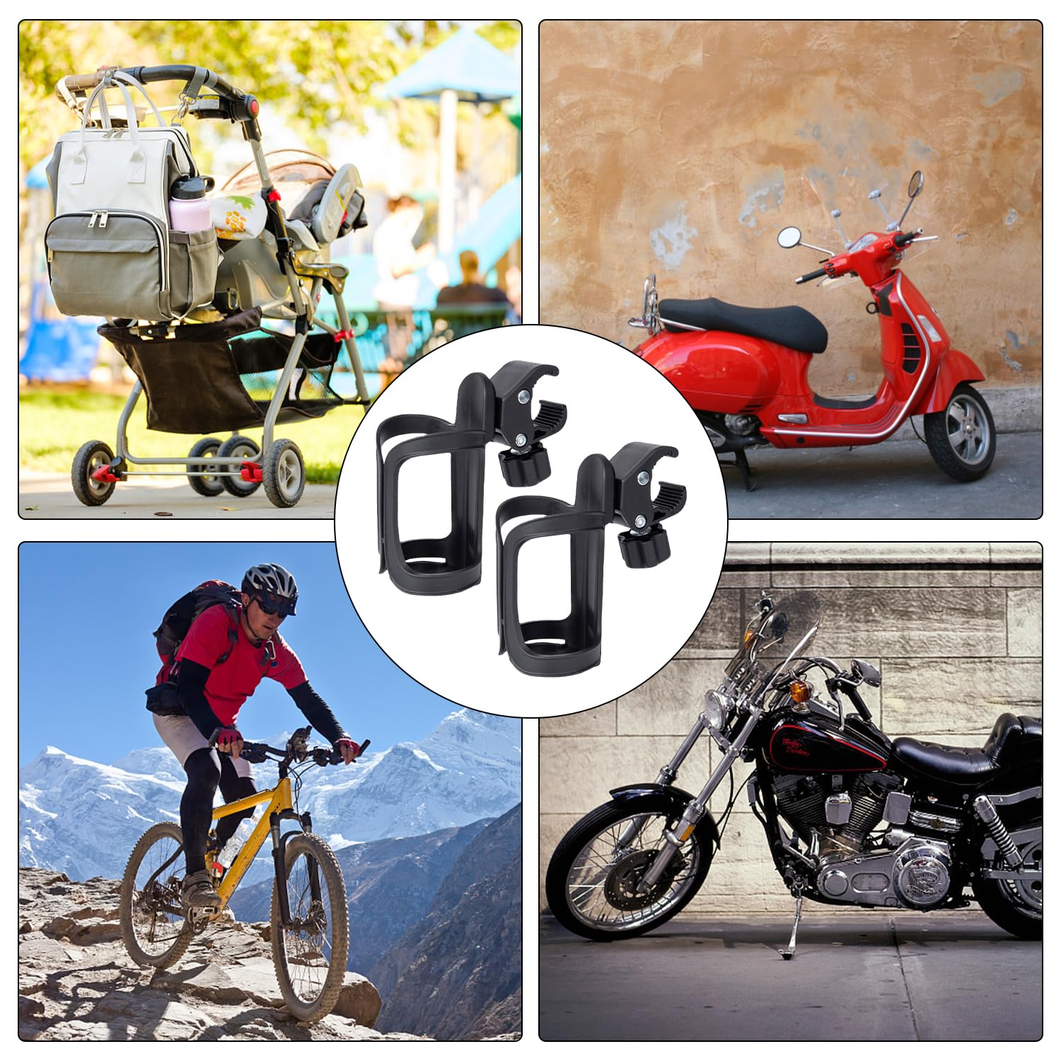 2 pezzi portabicchieri per passeggino, regolabile per sedia a rotelle, supporto universale per bevande, adatto per biciclette, passeggini e tapis roulant