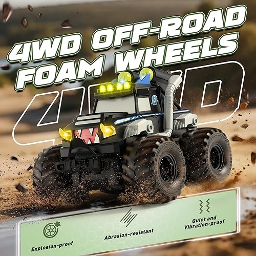 Miniatura 4 de Coche de control remoto, juguetes impermeables de camiones monstruos, autos RC anfibios 118, 2.4 GHz 4WD todo terreno, camión de juguete, juguetes