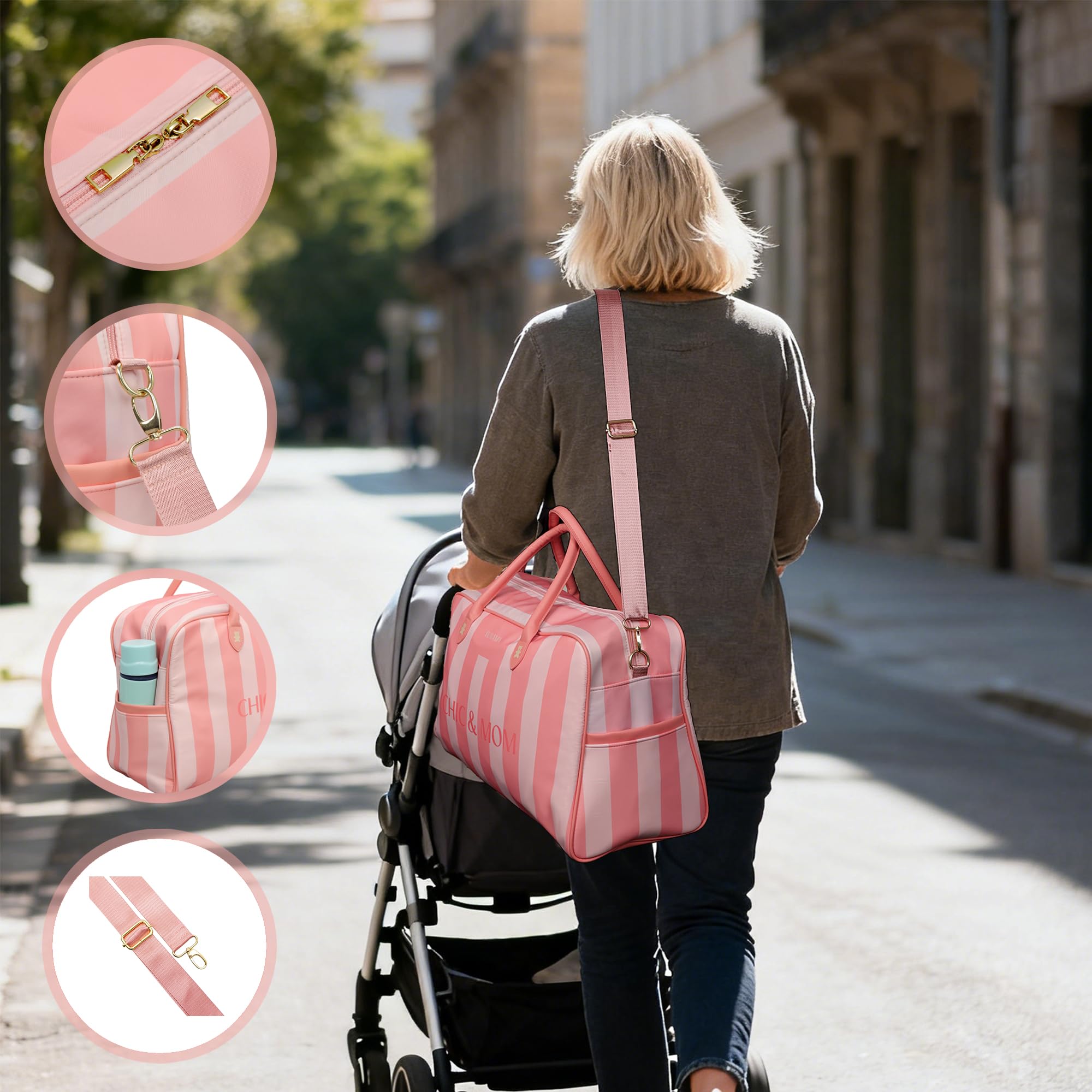 Borsa fasciatoio per neonati di grande capacità - Valigia premaman e Mommy Bag - Borsa da viaggio termica per passeggino con scomparti regolabili