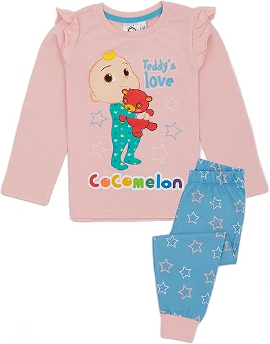 CoComelon Conjunto de pijama de manga larga rosa para niñas ropa para niños pijama ropa de noche regalos acogedores mercancía de película