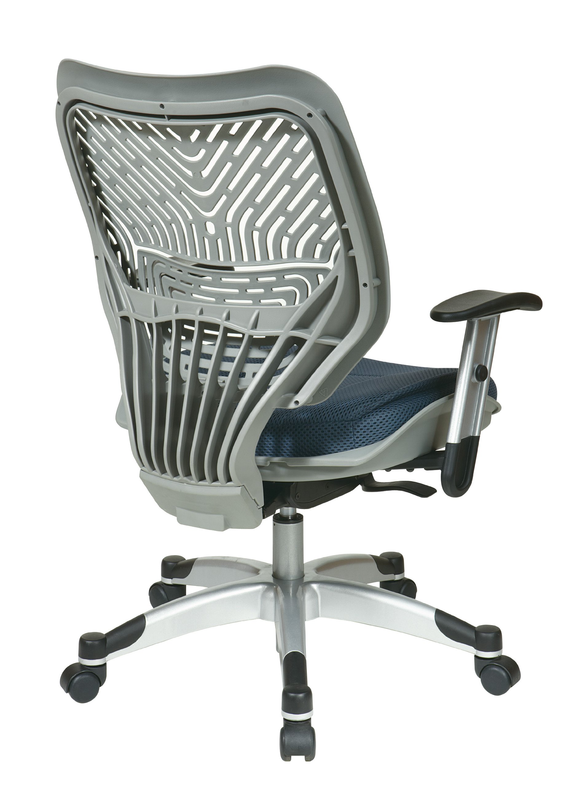 Amazon.com: SPACE Seating REVV Self Adjusting SpaceFlex Fog Backrest  Support and Padded Blue Mist Mesh Seat with Adjustable Arms and Platinum  Finish Base Managers Chair : Everything Else