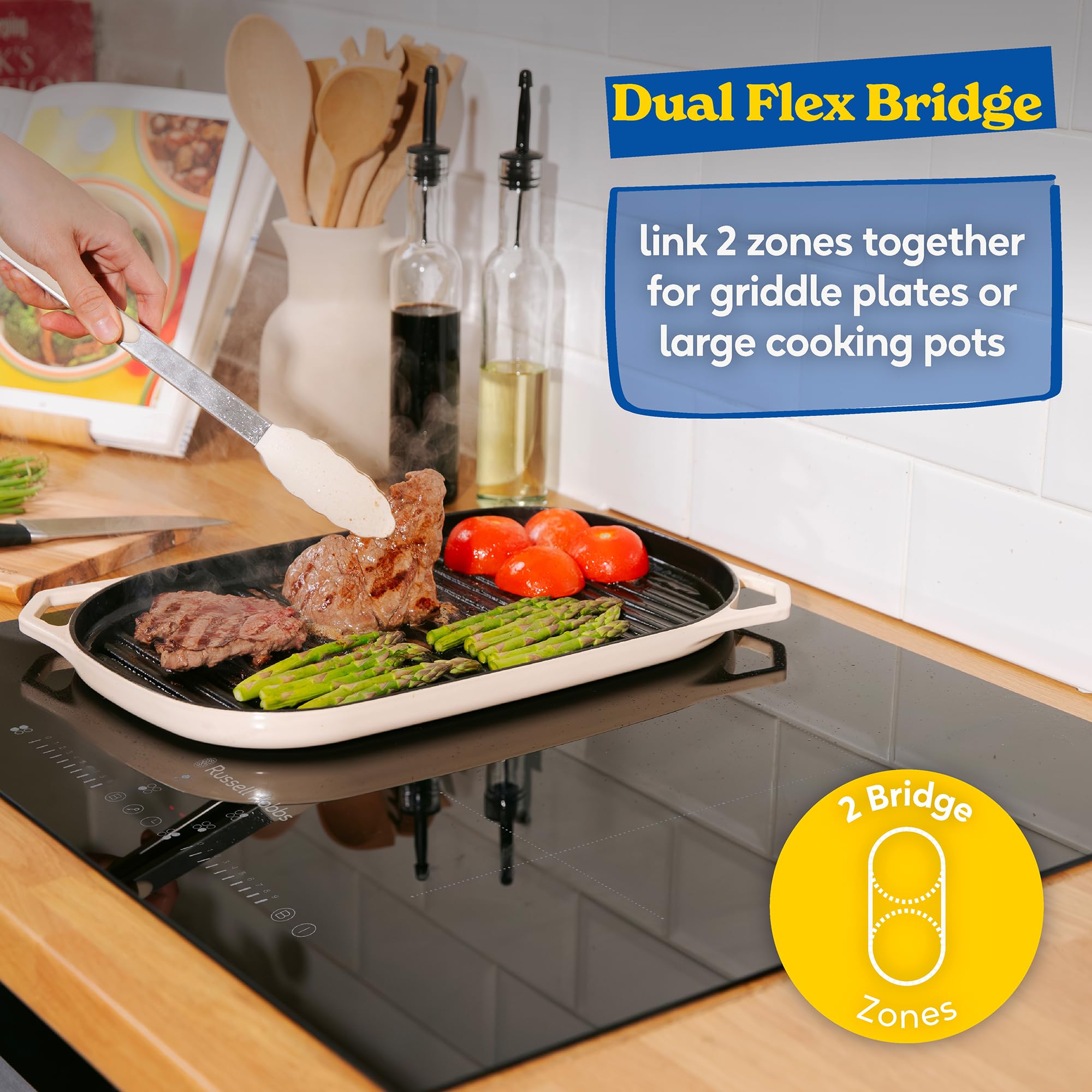 Russell Hobbs, Black, 60cm Induction Hob with Dual Flex Bridge, Multi-Slider Touch Control, 99 Minute Timer, 9-Stage Power Settings, Boost function, Pan Sensor - 5