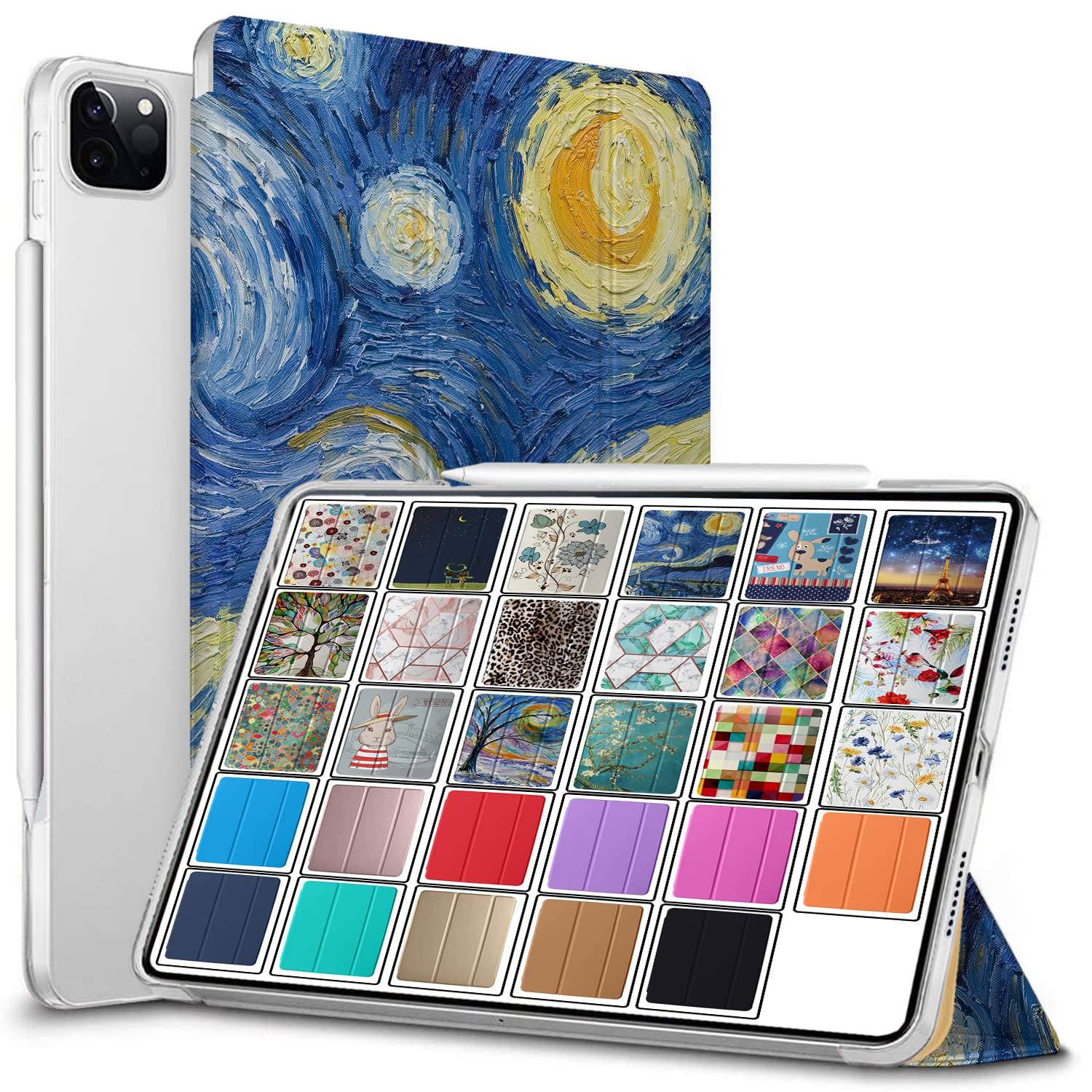 DuraSafe Cases for iPad Pro 12.9 5 4 Generation [ PRO 12.9 inch 5th 4th ] A2378 A2461 A2379 Printed Slim Lightweight Protective PC Dual Angle Stand Clear Flip Back Cover - Starry Night (B09PYMLH5B) Amazon Price History, Amazon Price Tracker