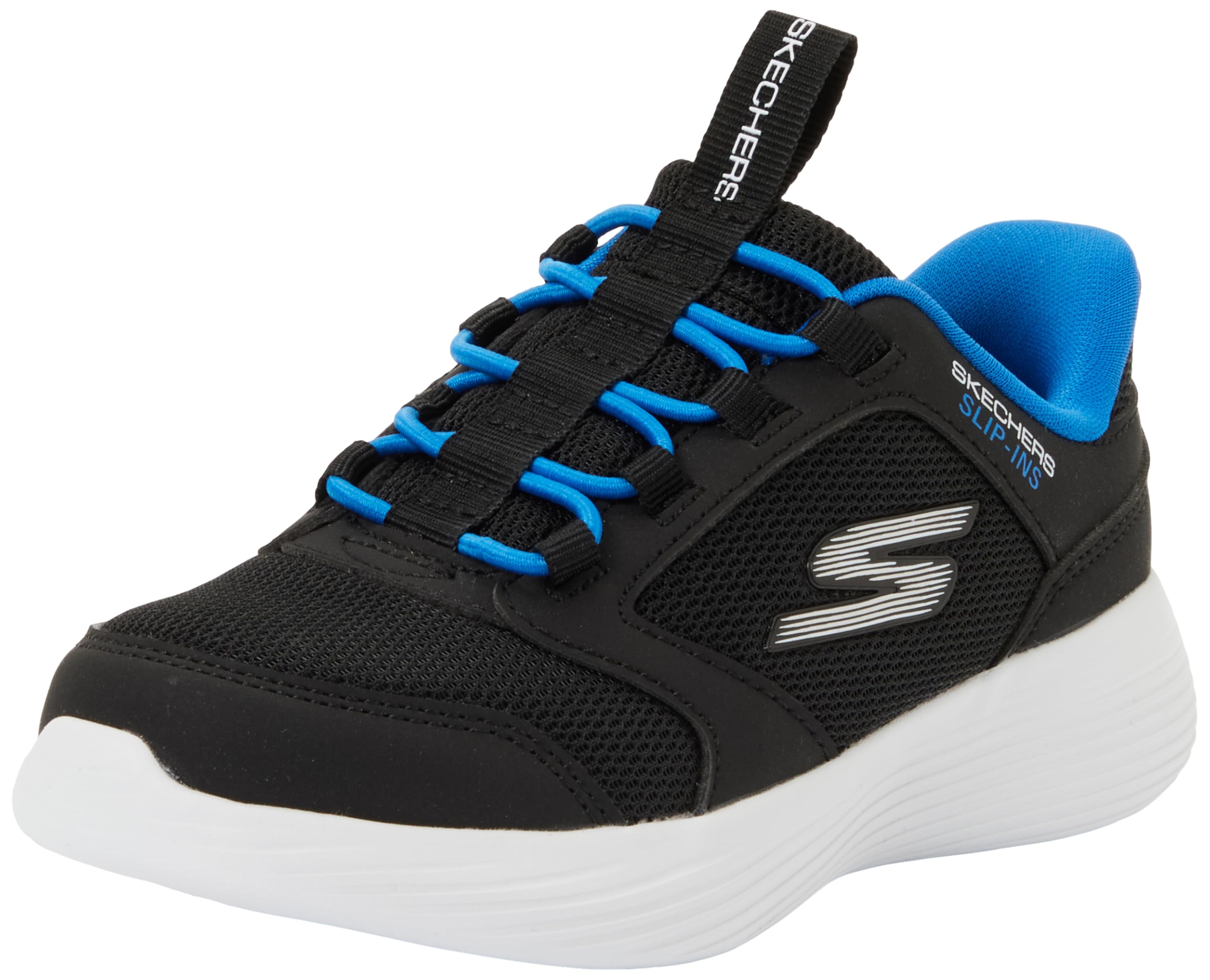 Skechers Boy's Go Run 400 V2 Turbo-Brisk Slip-in Trainers, Black Synthetic/Textile/Royal Trim, 12.5 UK Child