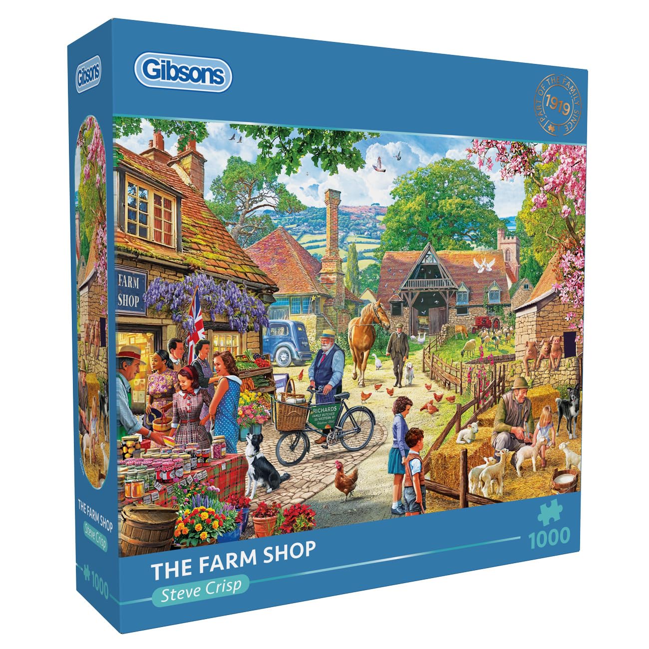 Gibsons The Farm Shop 1000 Piece Jigsaw Puzzle for Adults – Summer Countryside Scene by Steve Crisp – Nostalgic British Artwork - Premium Sustainable Puzzle Made in the UK/EU - Great Gift — image 1