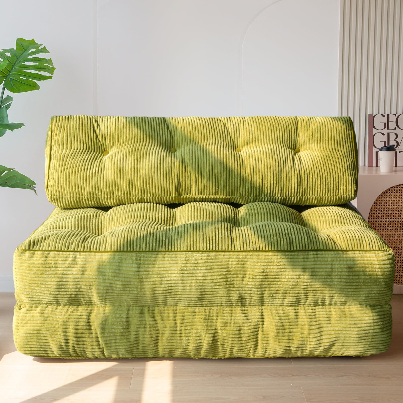 MAXYOYO Folding Sofa Bed, Convertible Sleeper Chair with Pillow Foldable Mattress with Back Support, Portable Fold Out Chair Bed Comfy Floor Sofa Lounge for Living Room Bedroom, Green,Double — image 1
