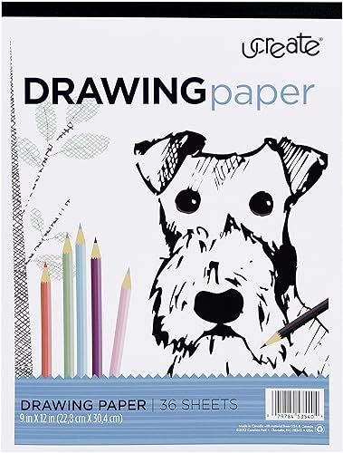 Ucreate 53540-B Papel de dibujo, 9 x 12 pulgadas, 36 hojas, 50 libras.
