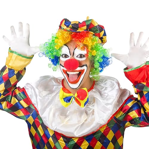 Miniatura 5 de WILLBOND Juego de disfraz de payaso, incluye peluca de payaso, lazo de payaso, nariz de payaso, zapatos de payaso grande y calcetines de payaso para