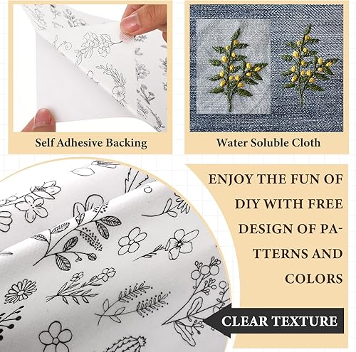 Miniatura 3 de Lyrow 122 estabilizadores solubles en agua para bordado de patrón de flores y papel de bordado de puntada, estabilizadores de bordado, patrones de